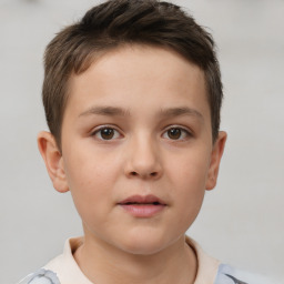 Neutral white child male with short  brown hair and brown eyes