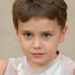 Neutral white child male with short  brown hair and brown eyes