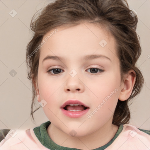 Neutral white child female with medium  brown hair and brown eyes