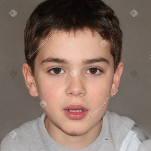 Neutral white child male with short  brown hair and brown eyes