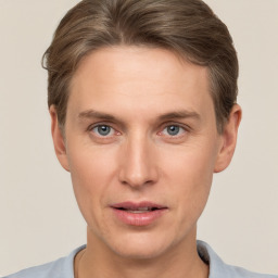 Neutral white adult male with short  brown hair and brown eyes