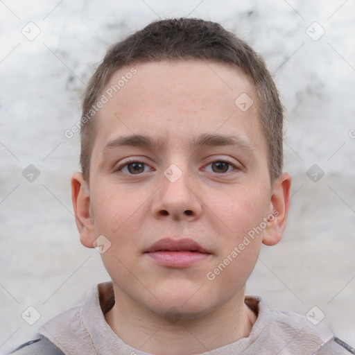 Neutral white child male with short  brown hair and brown eyes