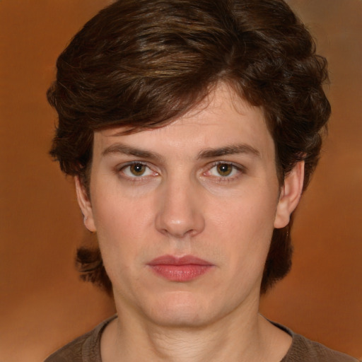 Neutral white young-adult male with medium  brown hair and brown eyes