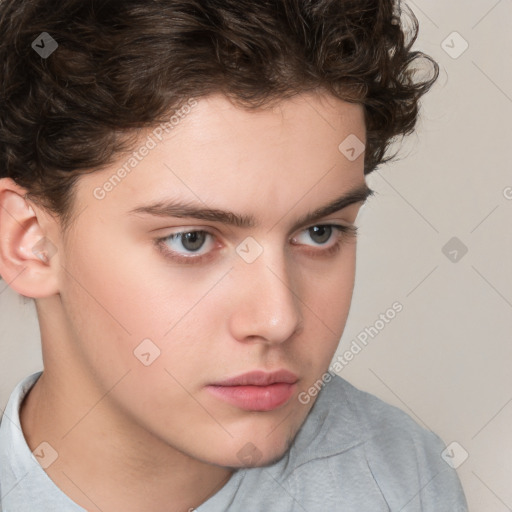 Neutral white child male with short  brown hair and brown eyes