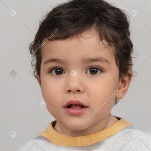 Neutral white child male with short  brown hair and brown eyes