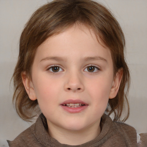 Neutral white child female with medium  brown hair and brown eyes