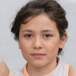 Neutral white child female with short  brown hair and brown eyes