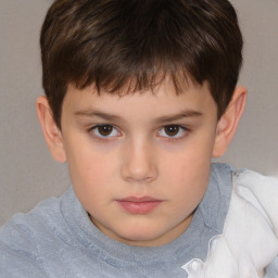 Neutral white child male with short  brown hair and brown eyes