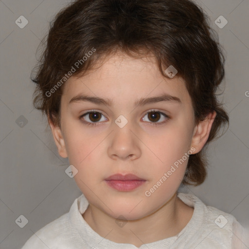 Neutral white child female with medium  brown hair and brown eyes