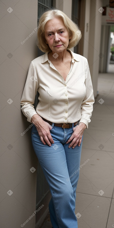 Caucasian elderly female with  blonde hair