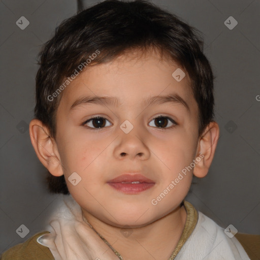 Neutral white child male with short  brown hair and brown eyes