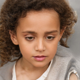 Neutral white child female with short  brown hair and brown eyes