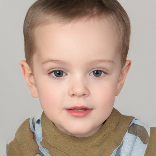 Neutral white child female with short  brown hair and brown eyes