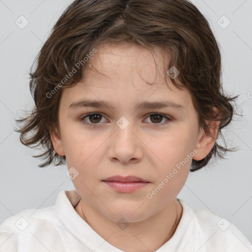 Neutral white child female with medium  brown hair and brown eyes