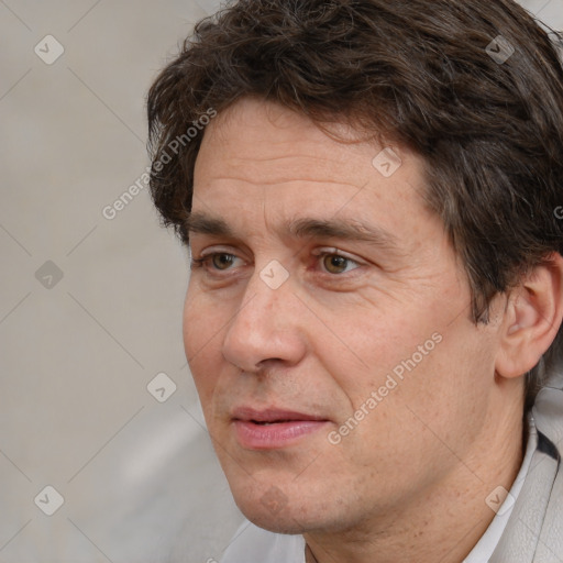 Neutral white adult male with short  brown hair and brown eyes