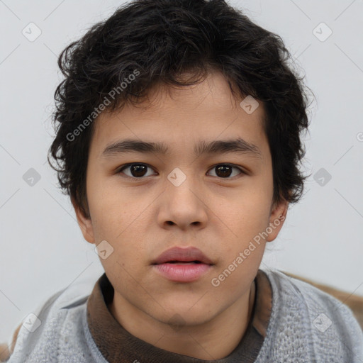 Neutral white child male with short  brown hair and brown eyes