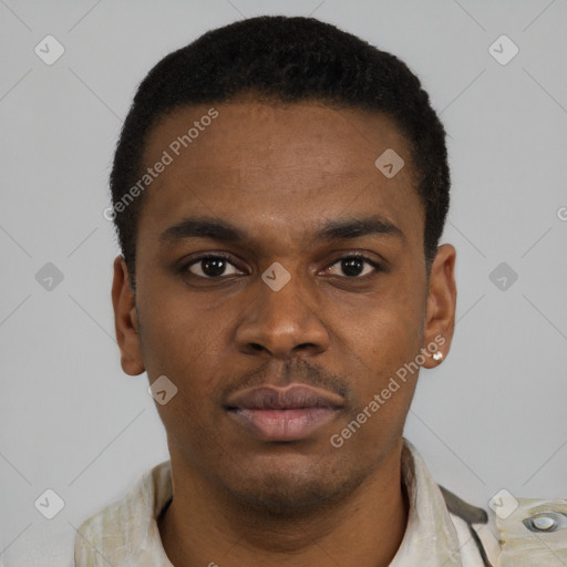 Neutral latino young-adult male with short  brown hair and brown eyes