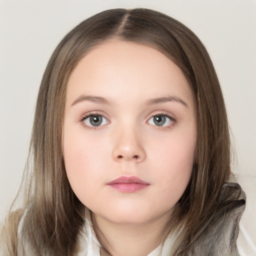 Neutral white child female with medium  brown hair and brown eyes