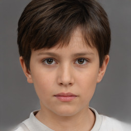 Neutral white young-adult female with short  brown hair and brown eyes