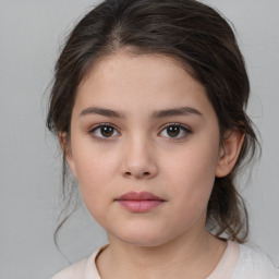 Neutral white child female with medium  brown hair and brown eyes