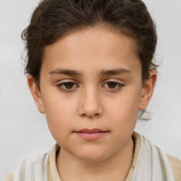 Neutral white child female with short  brown hair and brown eyes