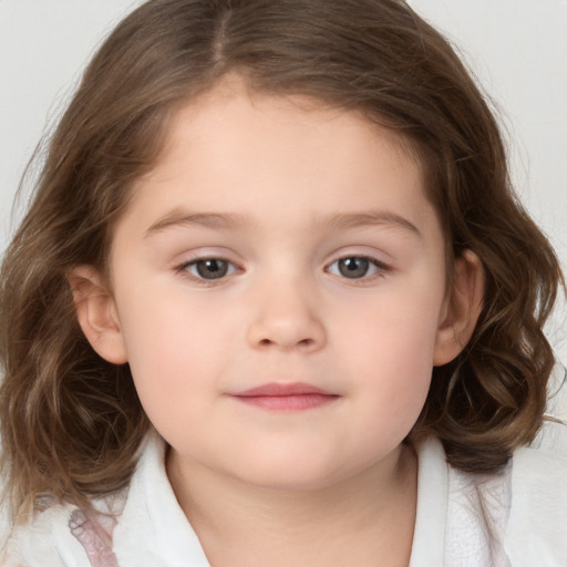 Neutral white child female with medium  brown hair and brown eyes