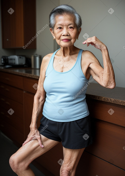 Malaysian elderly female with  brown hair