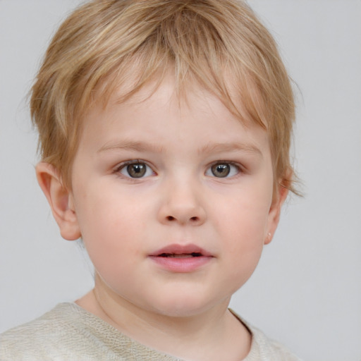 Neutral white child female with short  brown hair and blue eyes