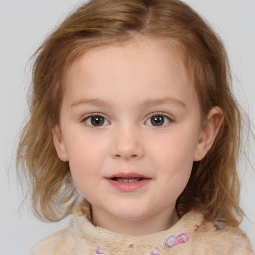 Neutral white child female with medium  brown hair and brown eyes