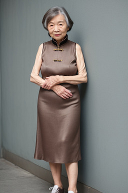 Chinese elderly female with  brown hair