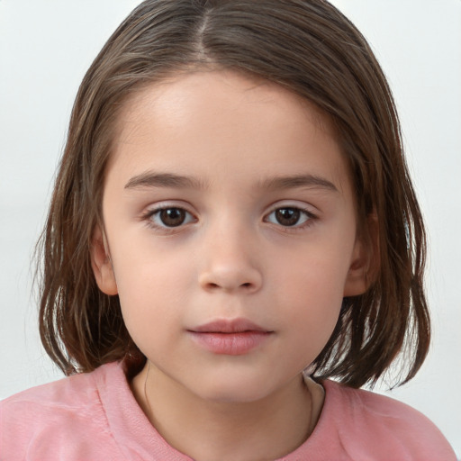 Neutral white child female with medium  brown hair and brown eyes