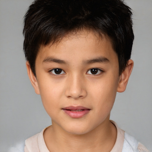 Neutral white child male with short  brown hair and brown eyes