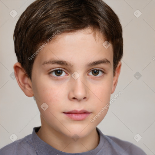 Neutral white child male with short  brown hair and brown eyes