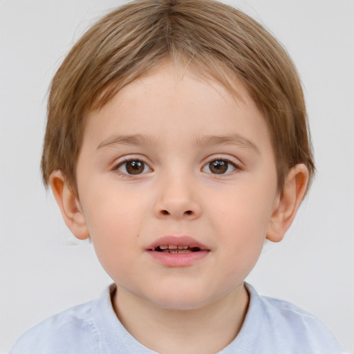 Neutral white child female with short  brown hair and brown eyes