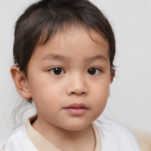 Neutral white child female with medium  brown hair and brown eyes