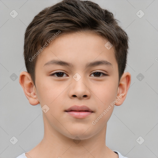 Neutral white child male with short  brown hair and brown eyes