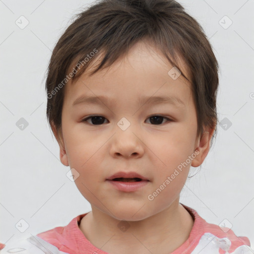 Neutral white child male with short  brown hair and brown eyes