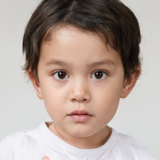 Neutral white child female with short  brown hair and brown eyes