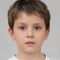 Neutral white child male with short  brown hair and brown eyes