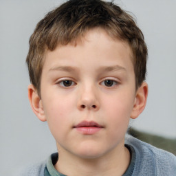 Neutral white child male with short  brown hair and brown eyes