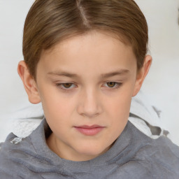 Neutral white child female with short  brown hair and brown eyes