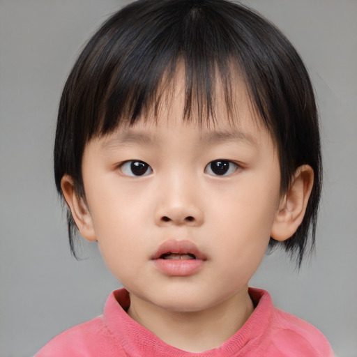 Neutral asian child female with medium  brown hair and brown eyes