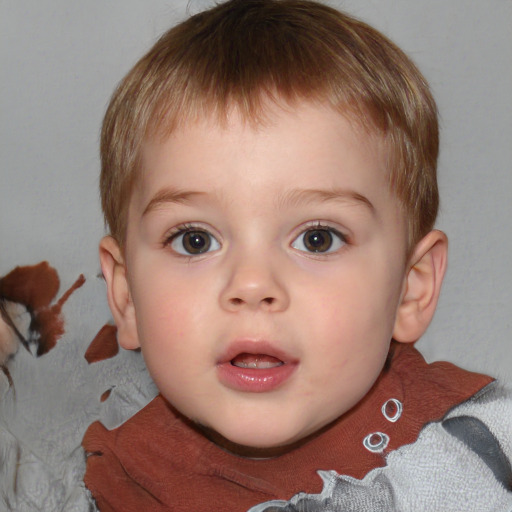 Neutral white child male with short  brown hair and blue eyes