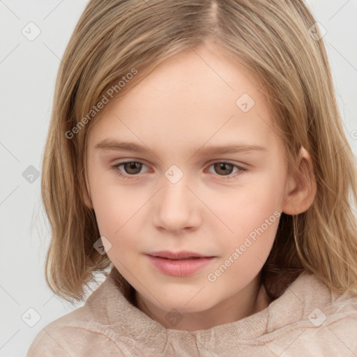 Neutral white child female with medium  brown hair and brown eyes