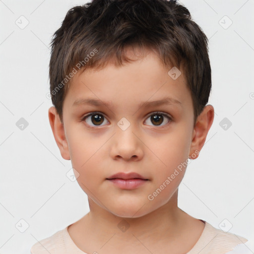 Neutral white child male with short  brown hair and brown eyes