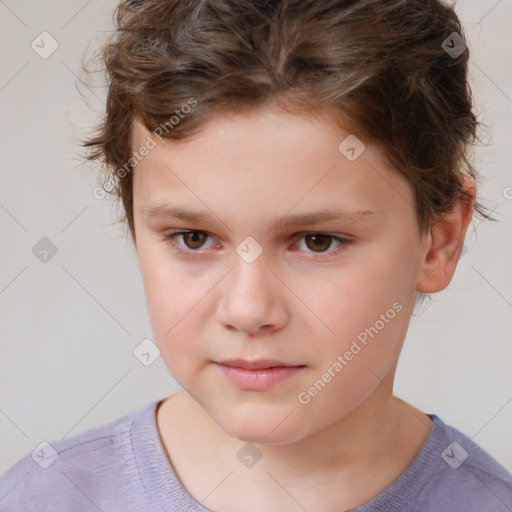 Neutral white child male with short  brown hair and brown eyes