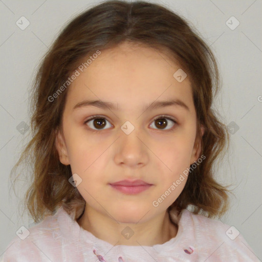 Neutral white child female with medium  brown hair and brown eyes