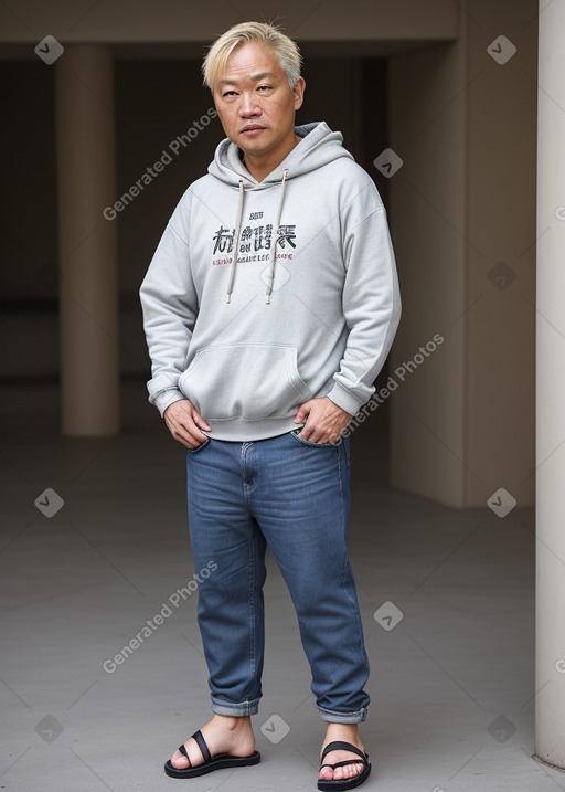 Chinese middle-aged male with  blonde hair