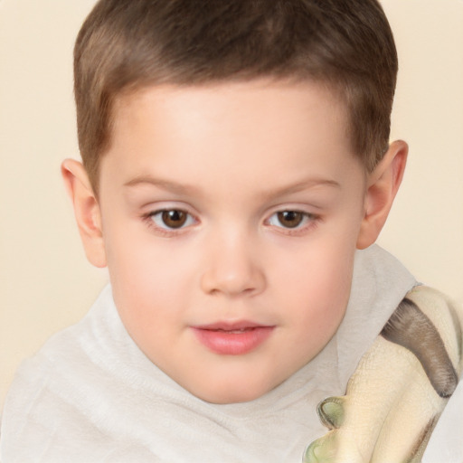 Neutral white child male with short  brown hair and brown eyes