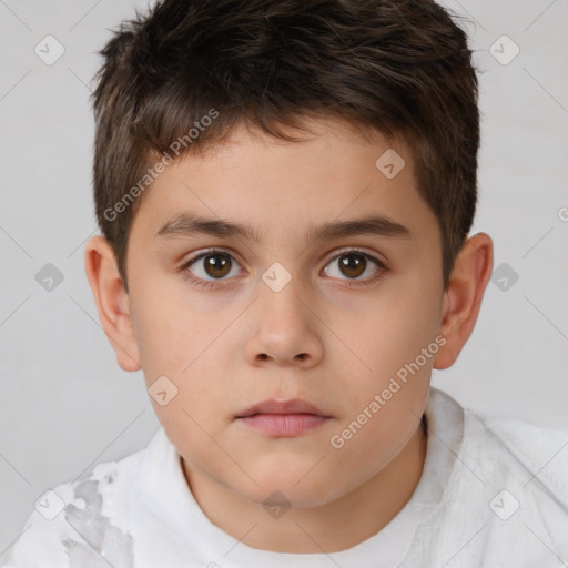 Neutral white child male with short  brown hair and brown eyes